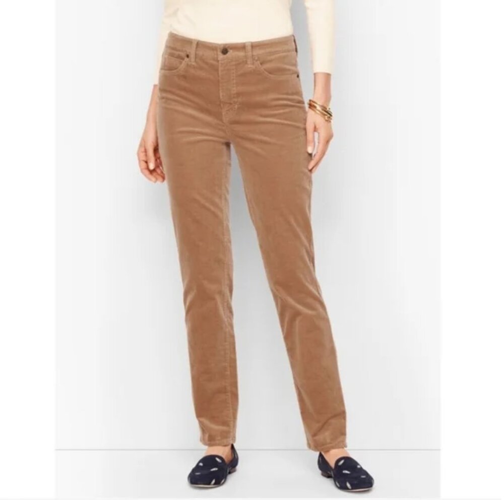Talbots Heritage Tan Stretch Corduroy Straight Leg Pants Tan Color Size 16WP
